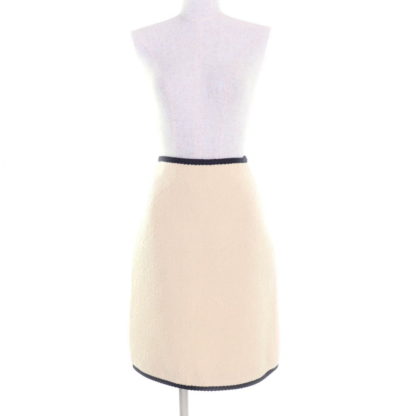 GUCCI Tight Skirt 577898 wool Ivory navy 36
