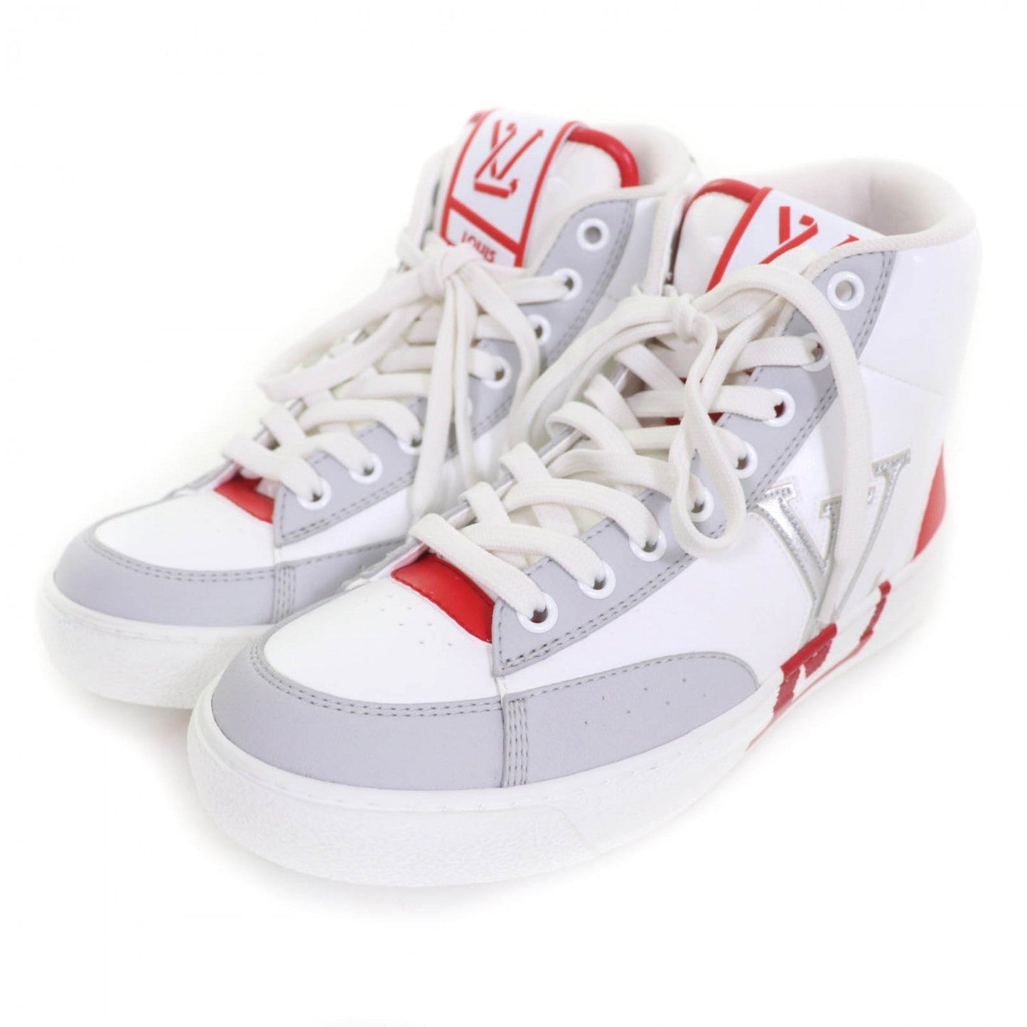 LOUIS VUITTON High cut sneakers leather White red Charlie line 36