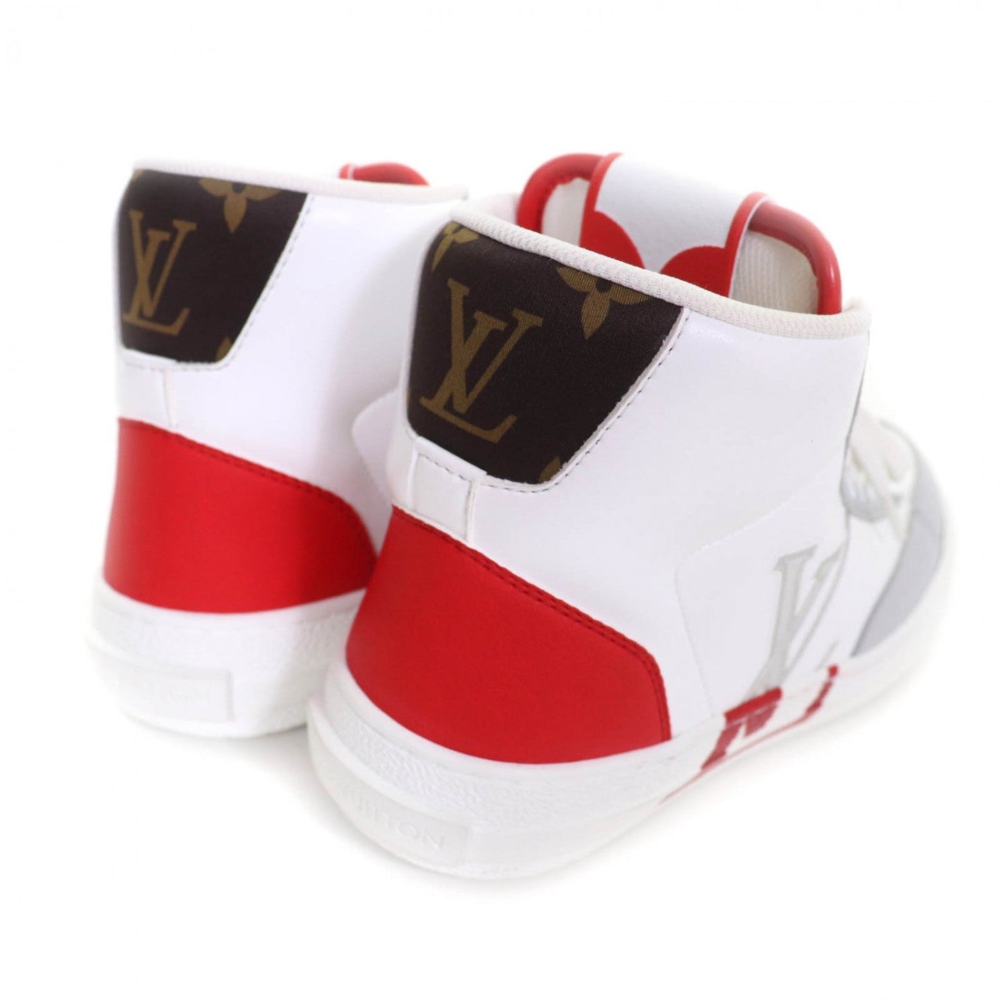 LOUIS VUITTON High cut sneakers leather White red Charlie line 36