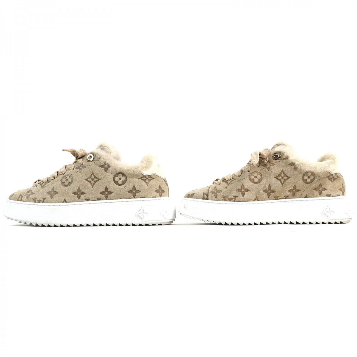 LOUIS VUITTON sneakers Suede leather beige Timeout line 37