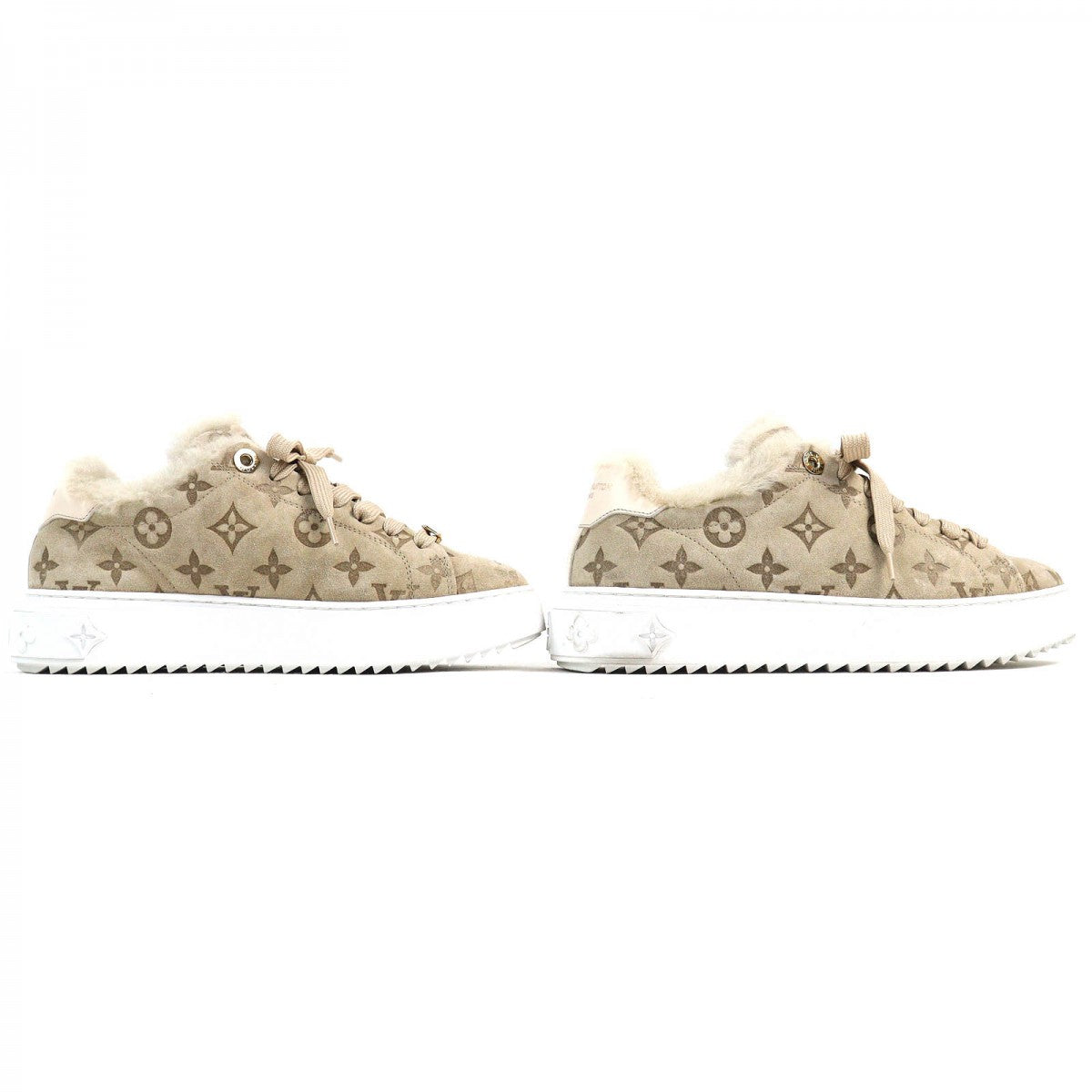 LOUIS VUITTON sneakers Suede leather beige Timeout line 37