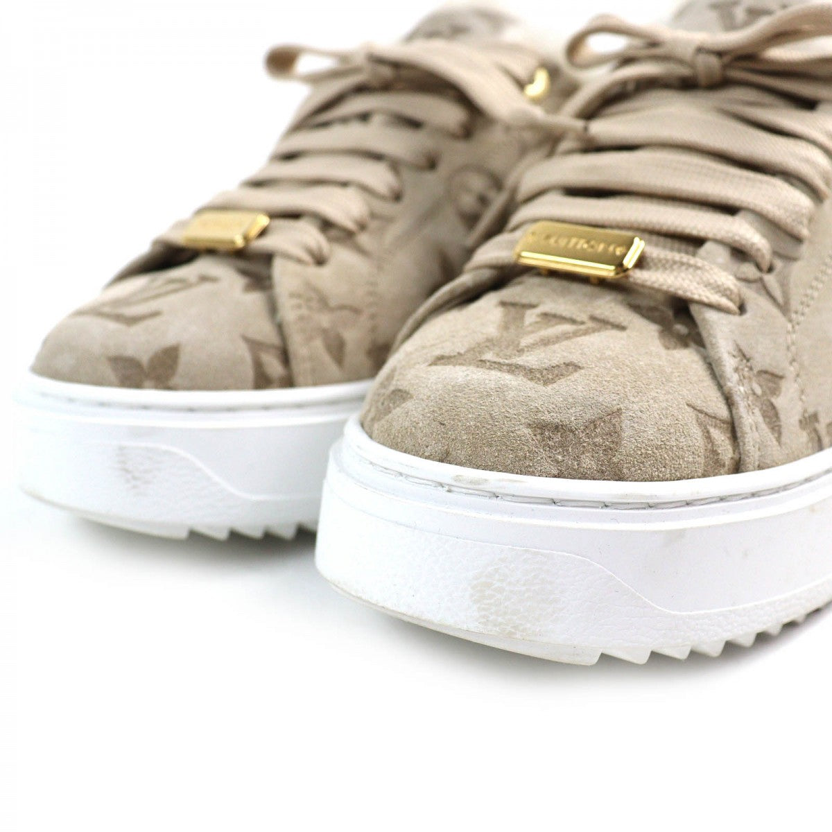 LOUIS VUITTON sneakers Suede leather beige Timeout line 37