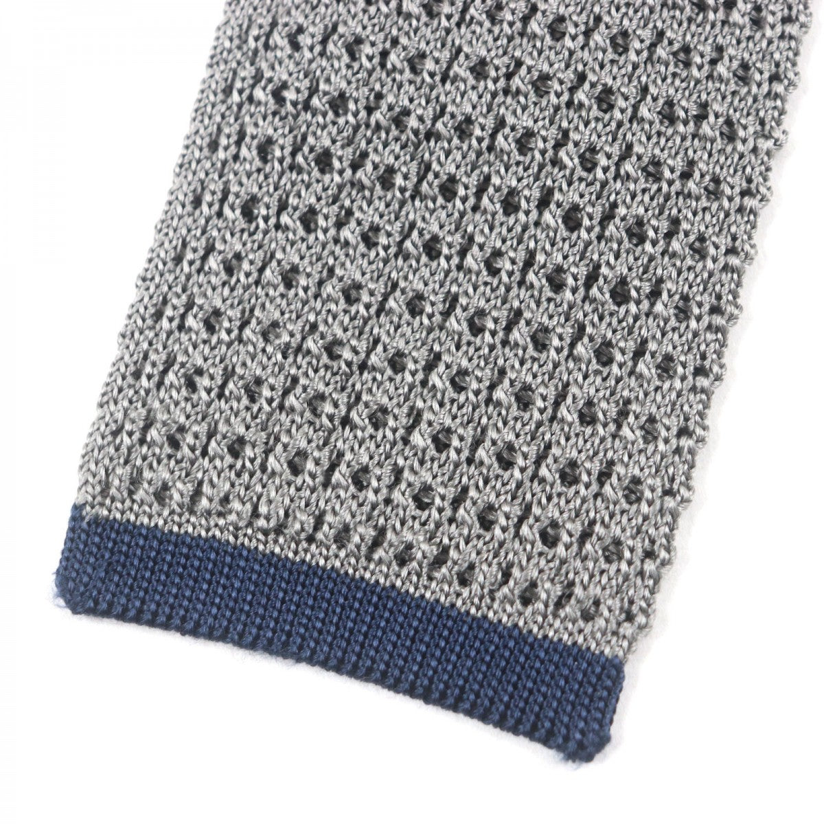 HERMES tie silk gray CRAVATE TRICOT DE SOIE