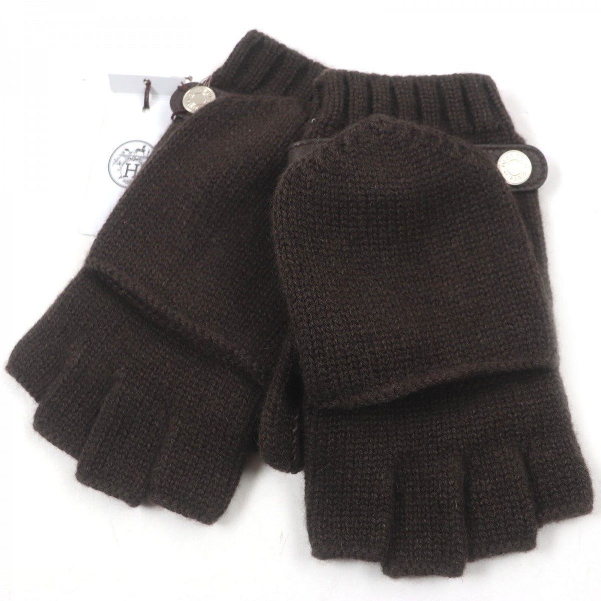 HERMES gloves cashmere Dark brown Lionel M