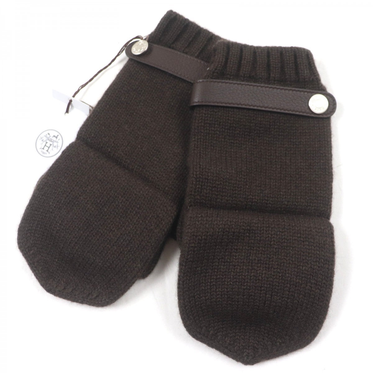 HERMES gloves cashmere Dark brown Lionel M