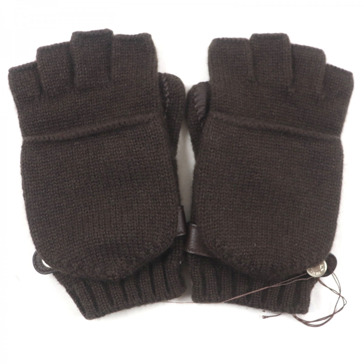 HERMES gloves cashmere Dark brown Lionel M