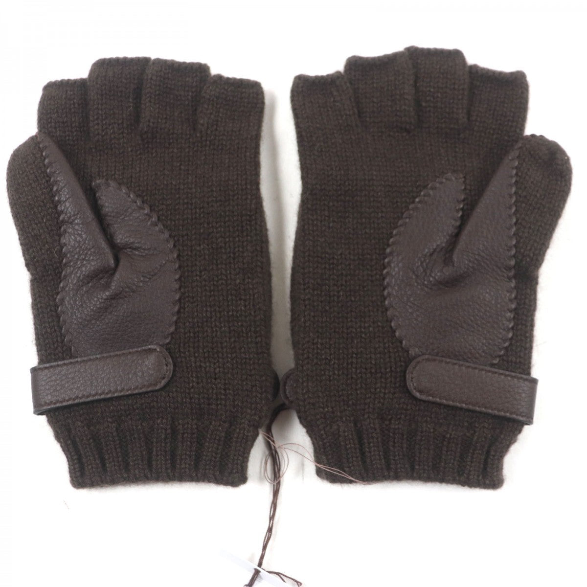 HERMES gloves cashmere Dark brown Lionel M