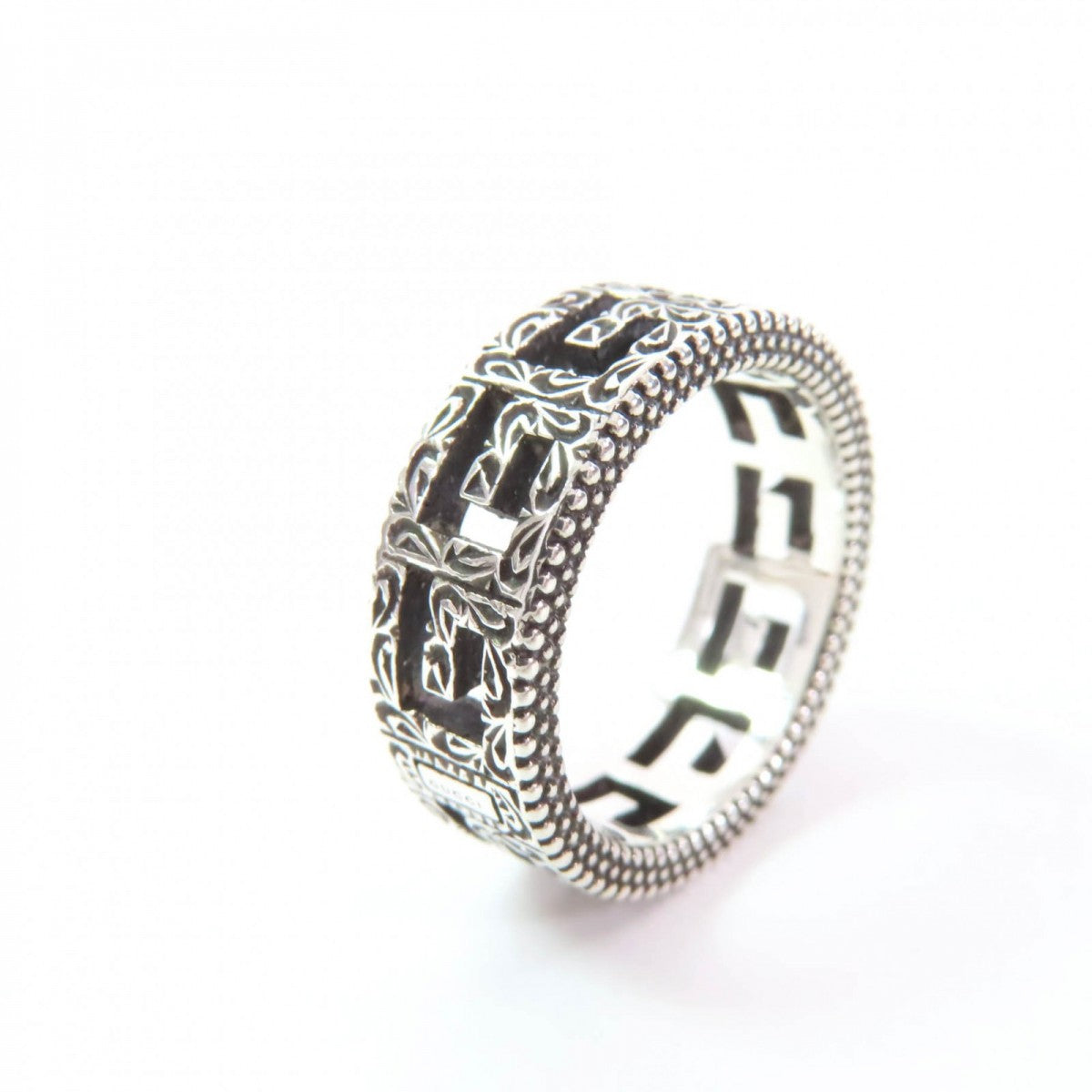 GUCCI Ring AG925 Silver Arabesque Square G 11