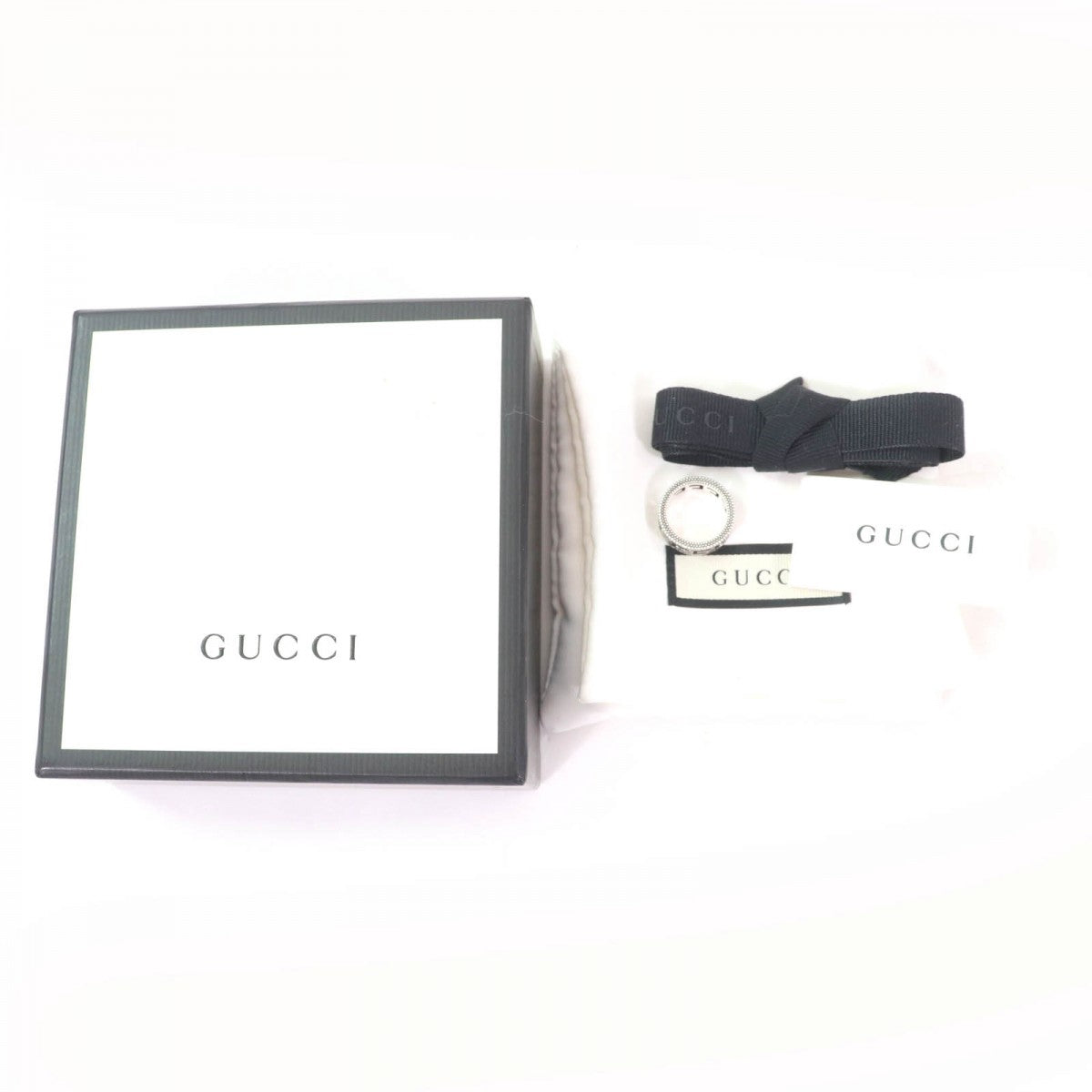 GUCCI Ring AG925 Silver Arabesque Square G 11
