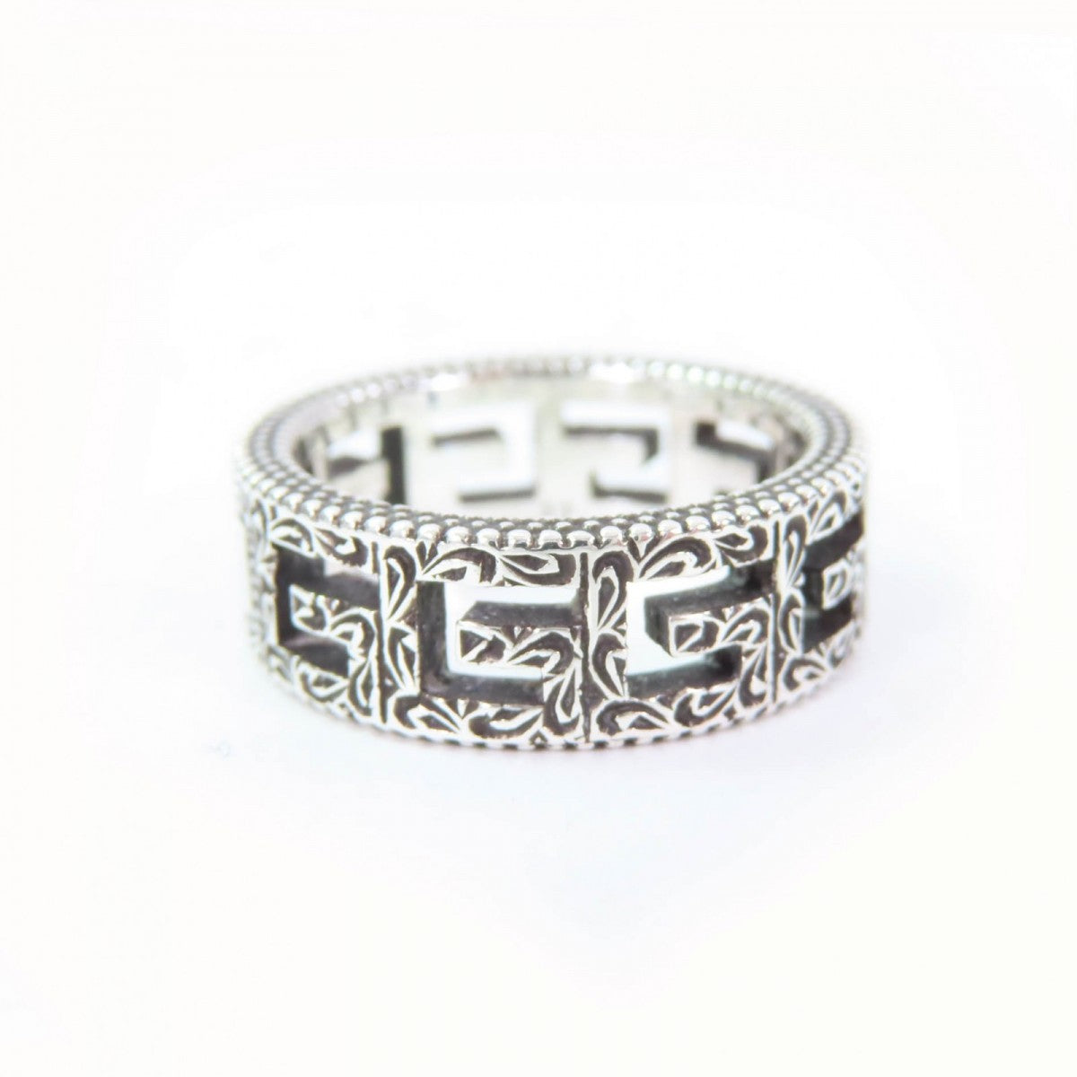 GUCCI Ring AG925 Silver Arabesque Square G 11