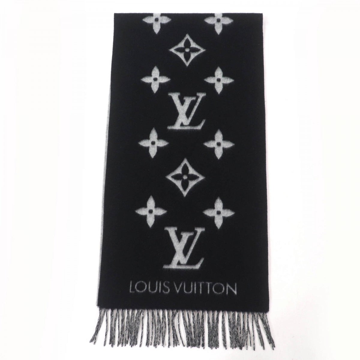LOUIS VUITTON Scarf M71040 cashmere Noir Echarpe Reykjavik
