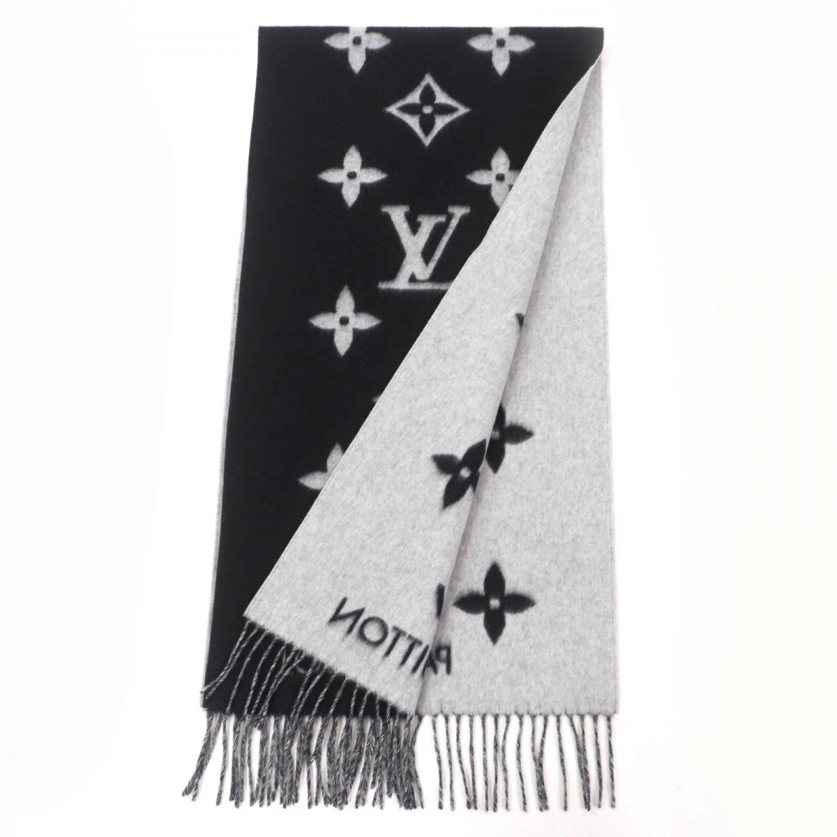 LOUIS VUITTON Scarf M71040 cashmere Noir Echarpe Reykjavik