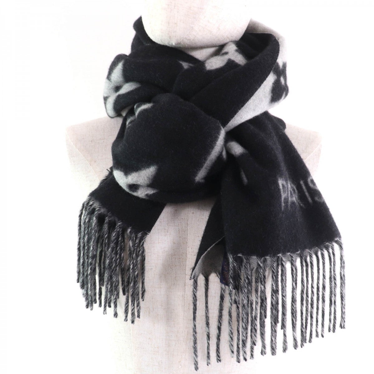 LOUIS VUITTON Scarf M71040 cashmere Noir Echarpe Reykjavik