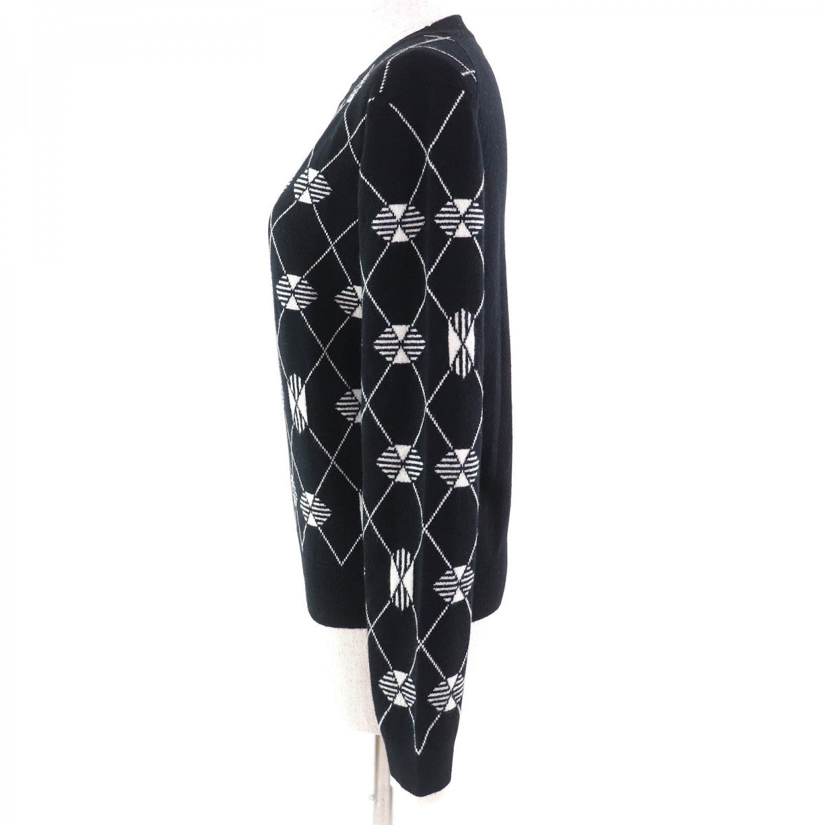 HERMES knit cashmere Black White 40