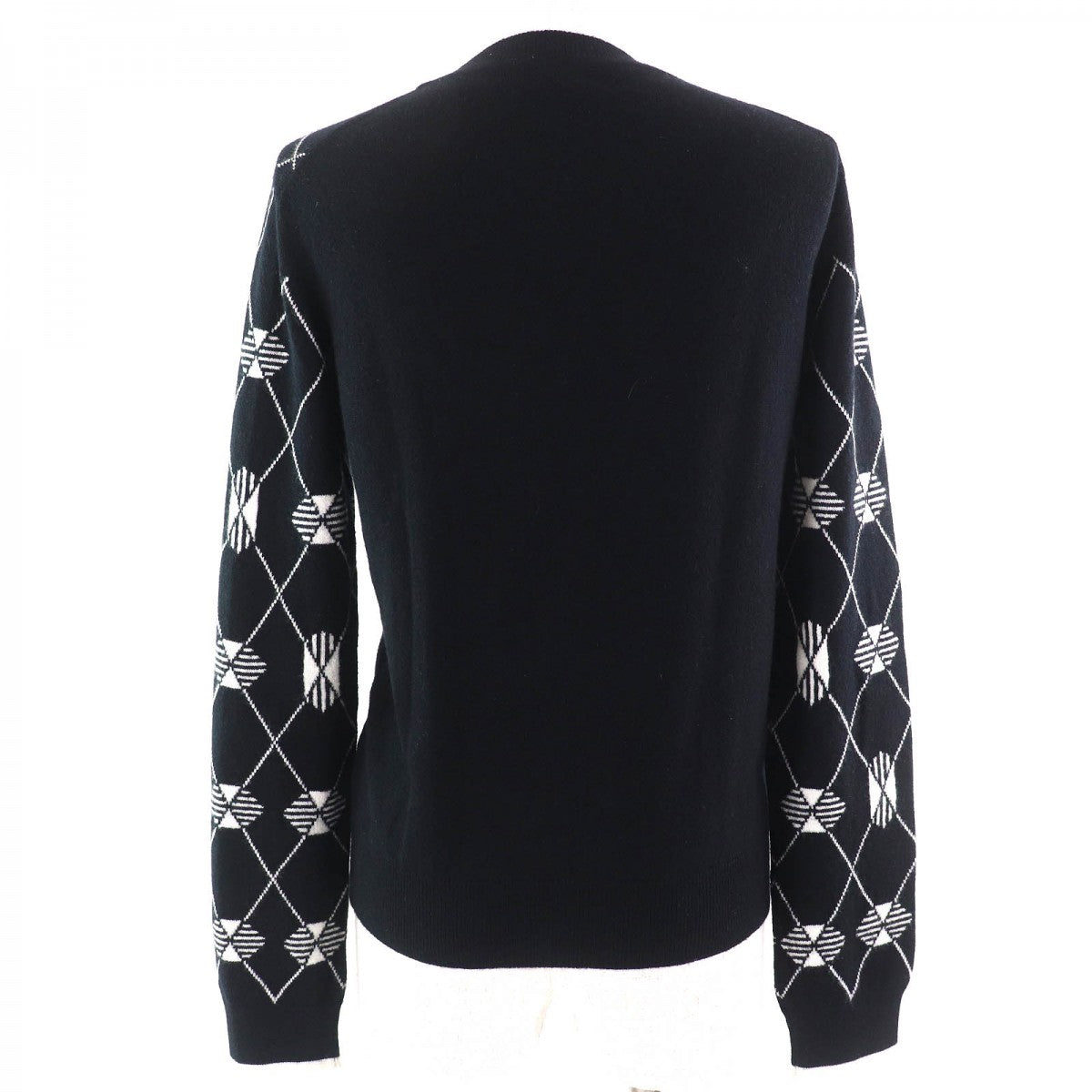HERMES knit cashmere Black White 40