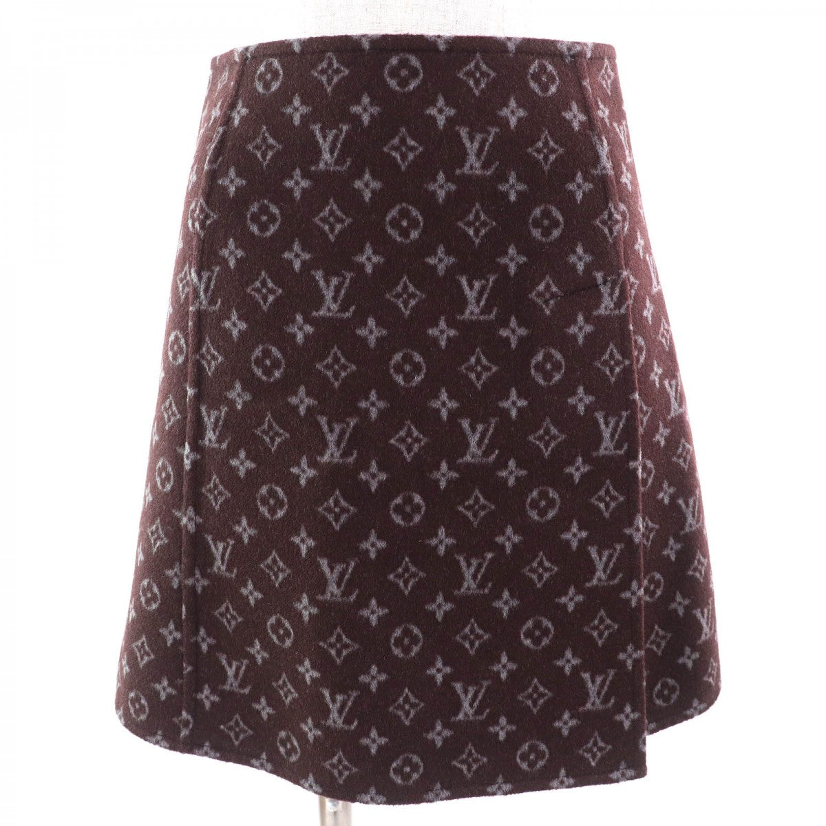 LOUIS VUITTON Mini skirt 1A90Z6  wool Brown gray Monogram Martin Girl 34