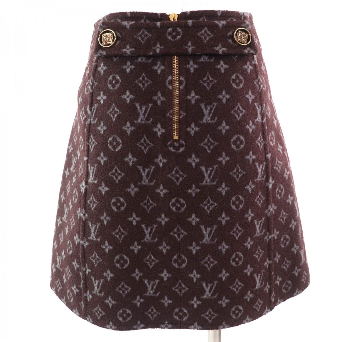LOUIS VUITTON Mini skirt 1A90Z6  wool Brown gray Monogram Martin Girl 34