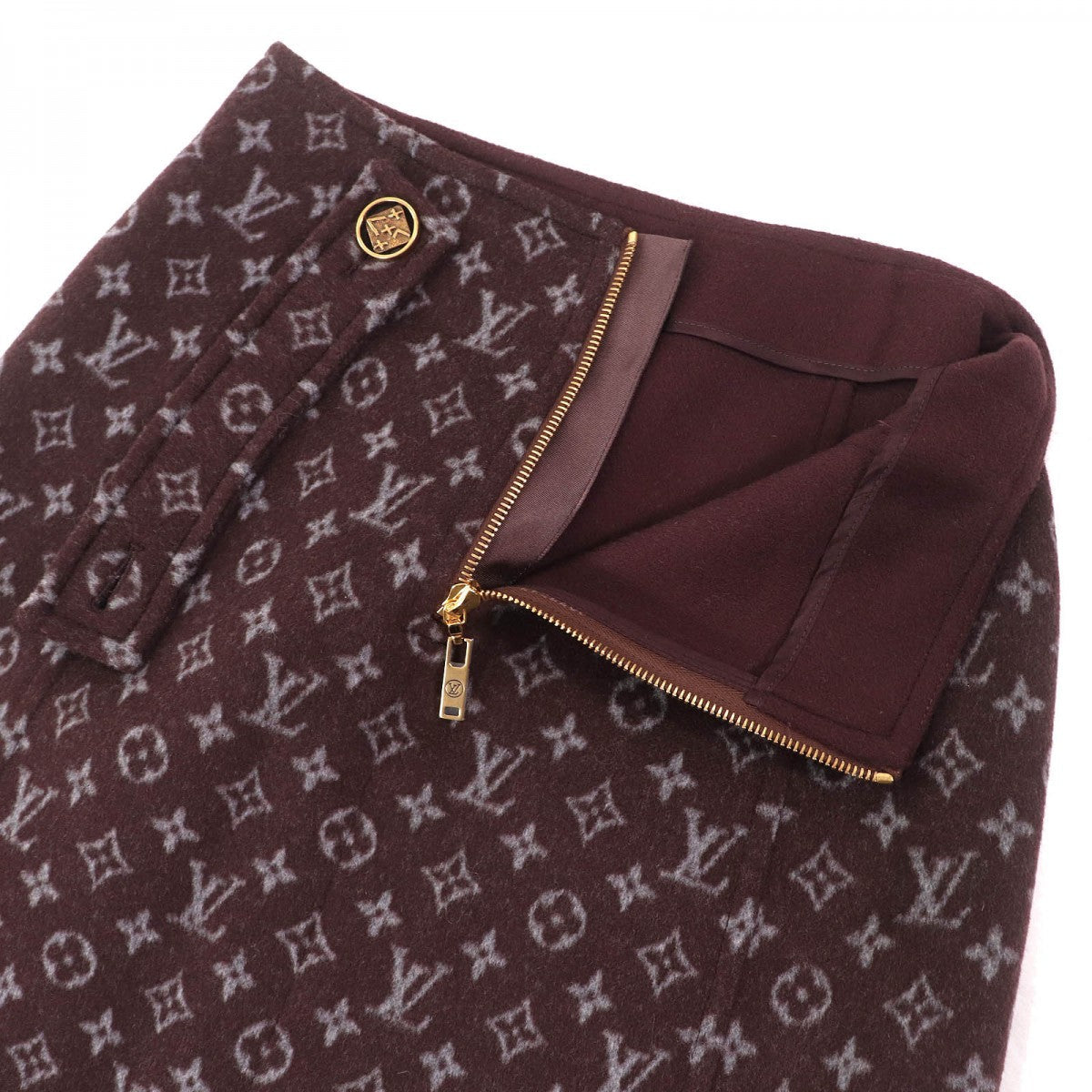 LOUIS VUITTON Mini skirt 1A90Z6  wool Brown gray Monogram Martin Girl 34