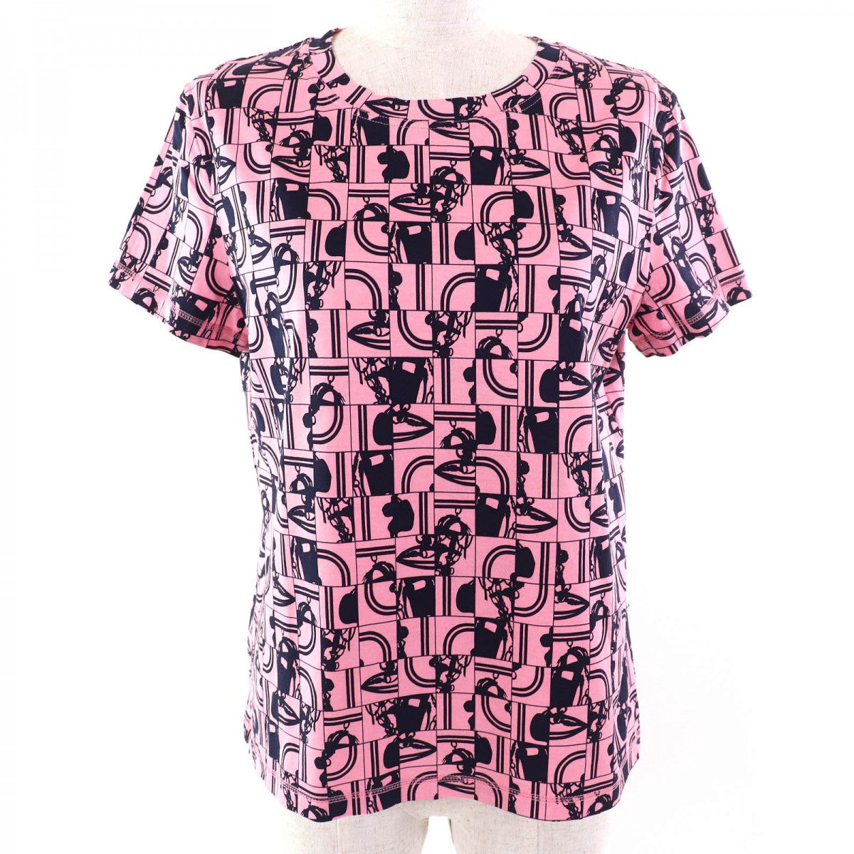 HERMES Short sleeve T-shirt cotton Pink navy 40