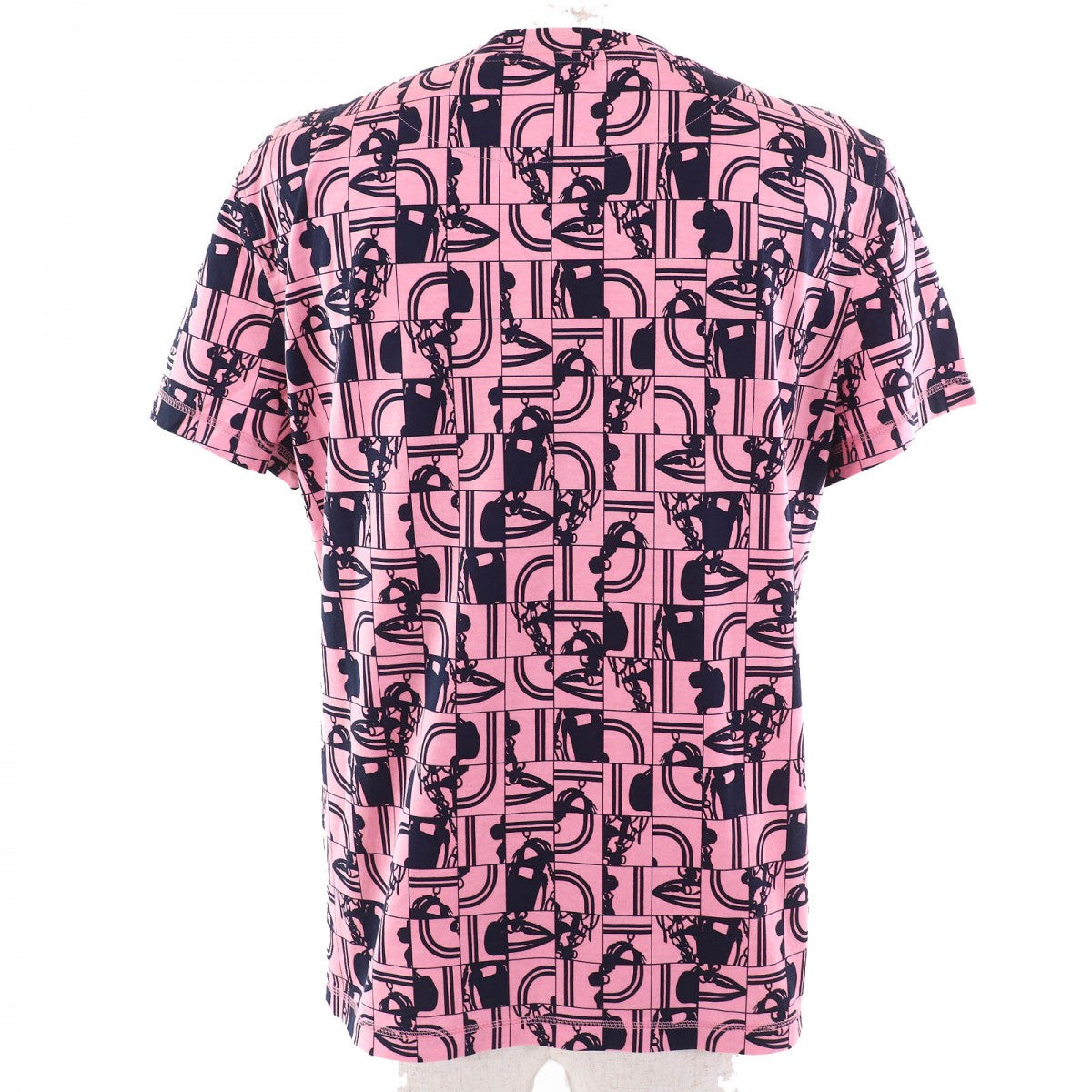 HERMES Short sleeve T-shirt cotton Pink navy 40