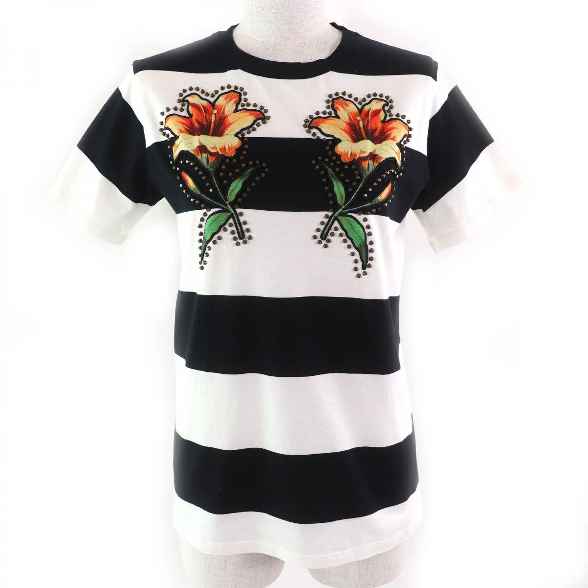 GUCCI Short sleeve T-shirt 422730 cotton Black White Orange Green M