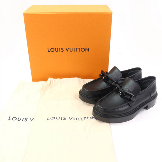 LOUIS VUITTON Leather shoes leather black Academy Line 34.5