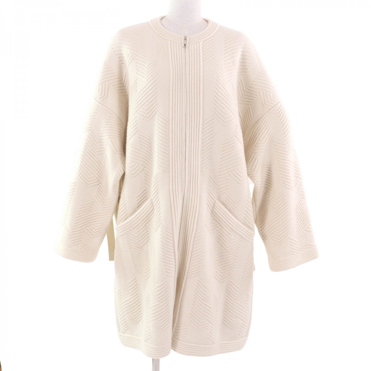 HERMES coat 3H2101D4 wool off white 38