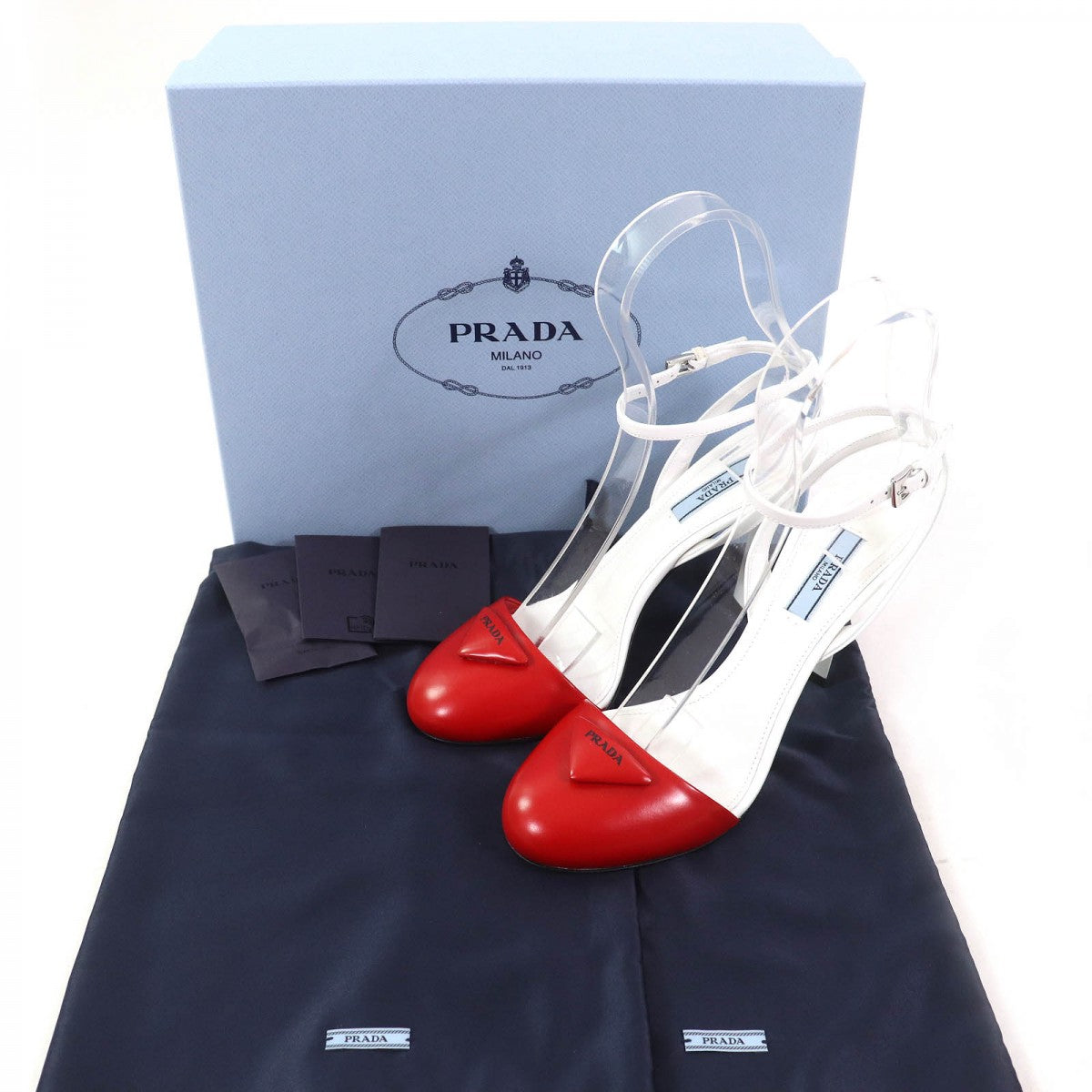 PRADA pumps 1I890M leather ROSSO BIANCO 37.5