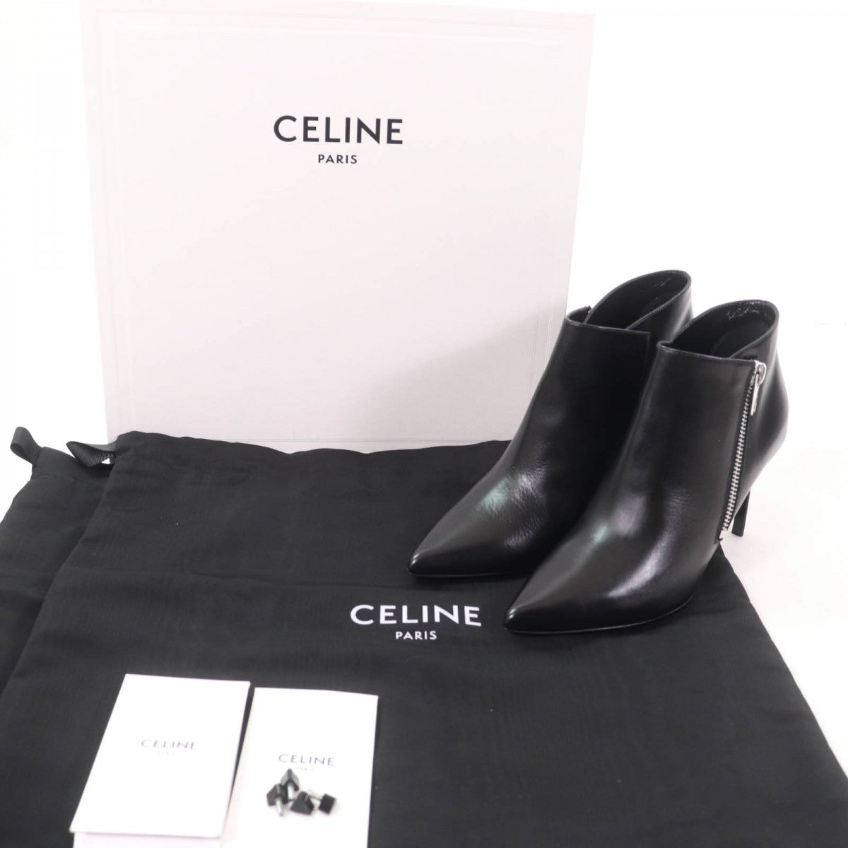 CELINE short boots leather black 35