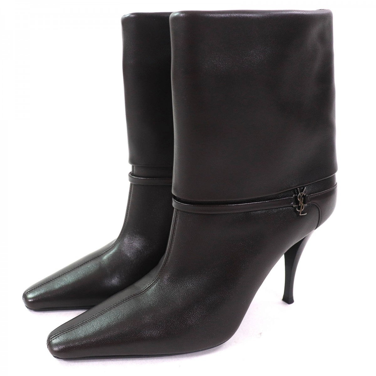 SAINT LAURENT PARIS short boots 801393 leather black Ricky 38
