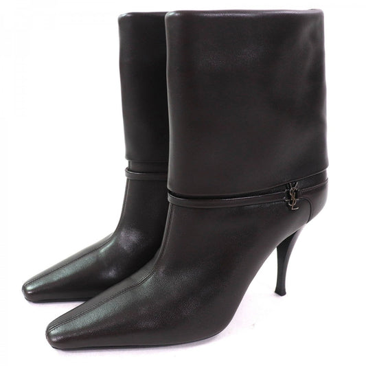 SAINT LAURENT PARIS short boots 801393 leather black Ricky 38