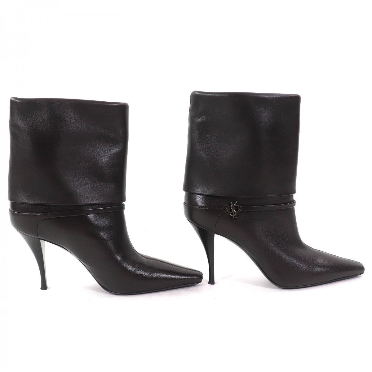 SAINT LAURENT PARIS short boots 801393 leather black Ricky 38