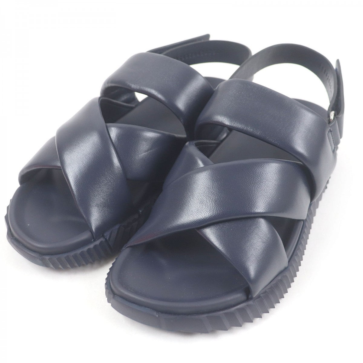 HERMES Sandals leather Navy Electric 42