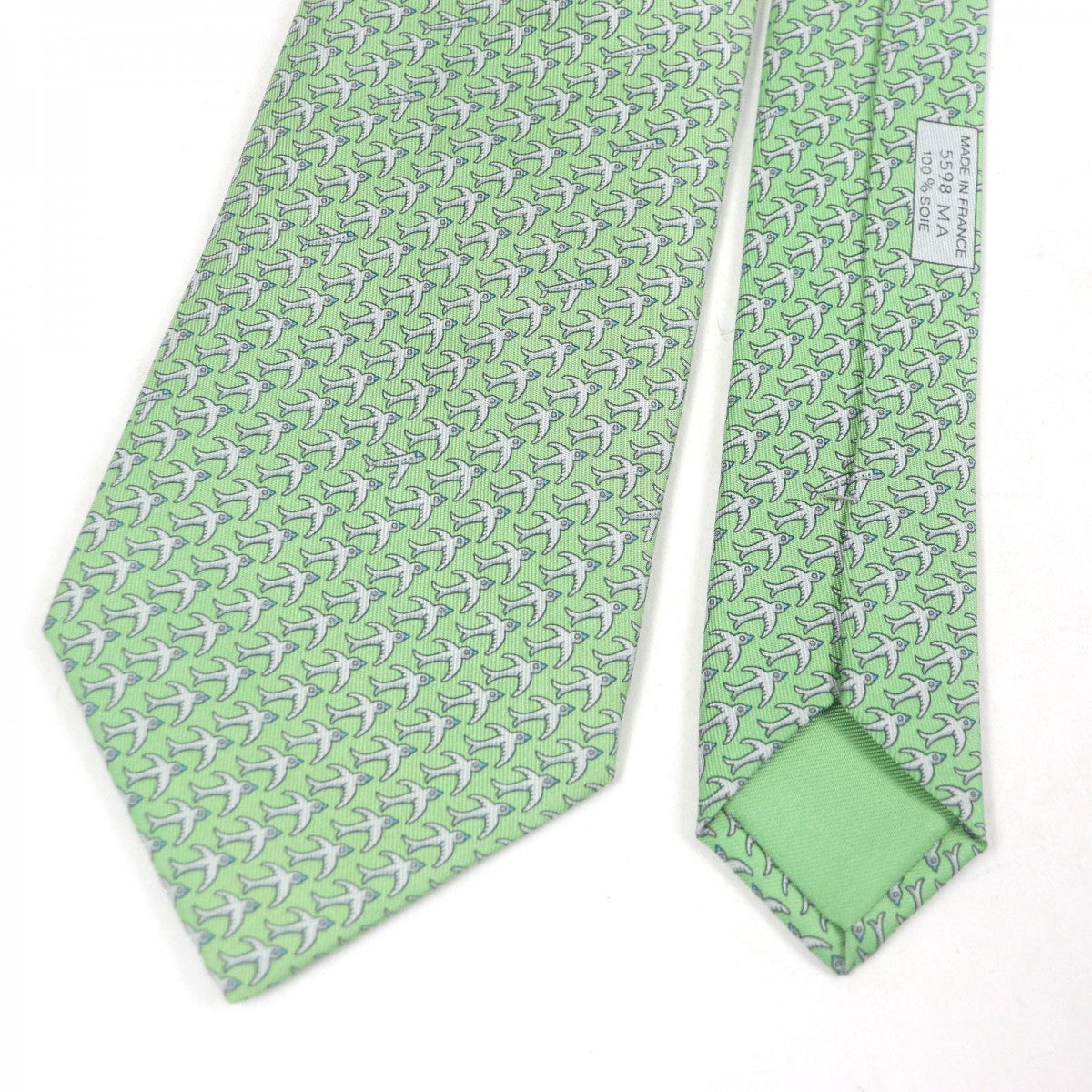 HERMES tie 5598MA silk green