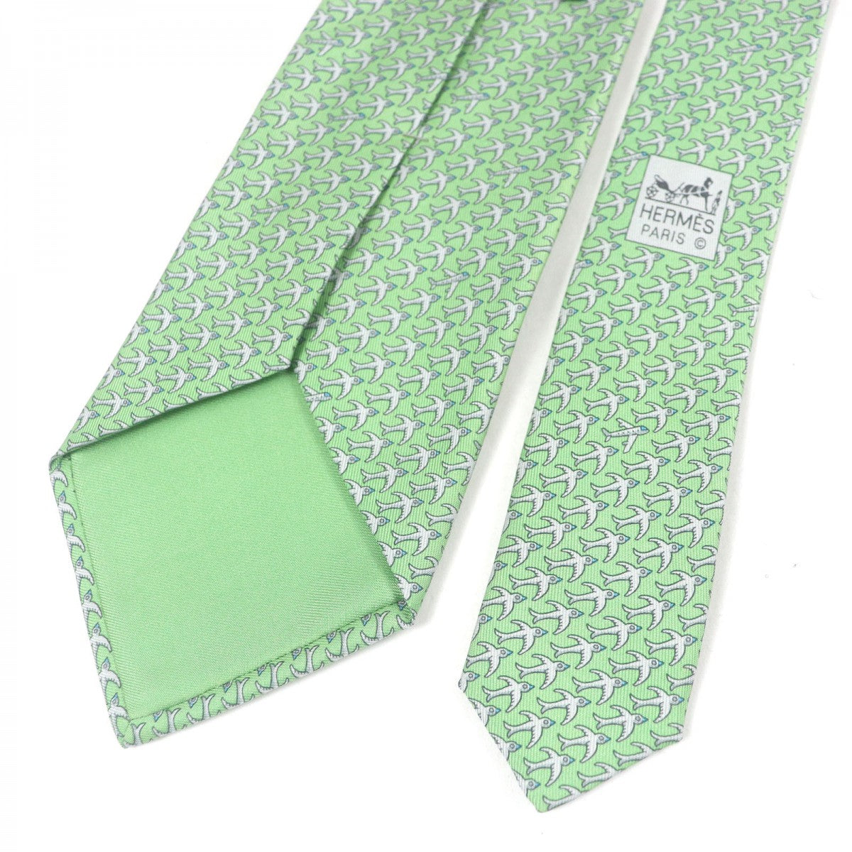 HERMES tie 5598MA silk green