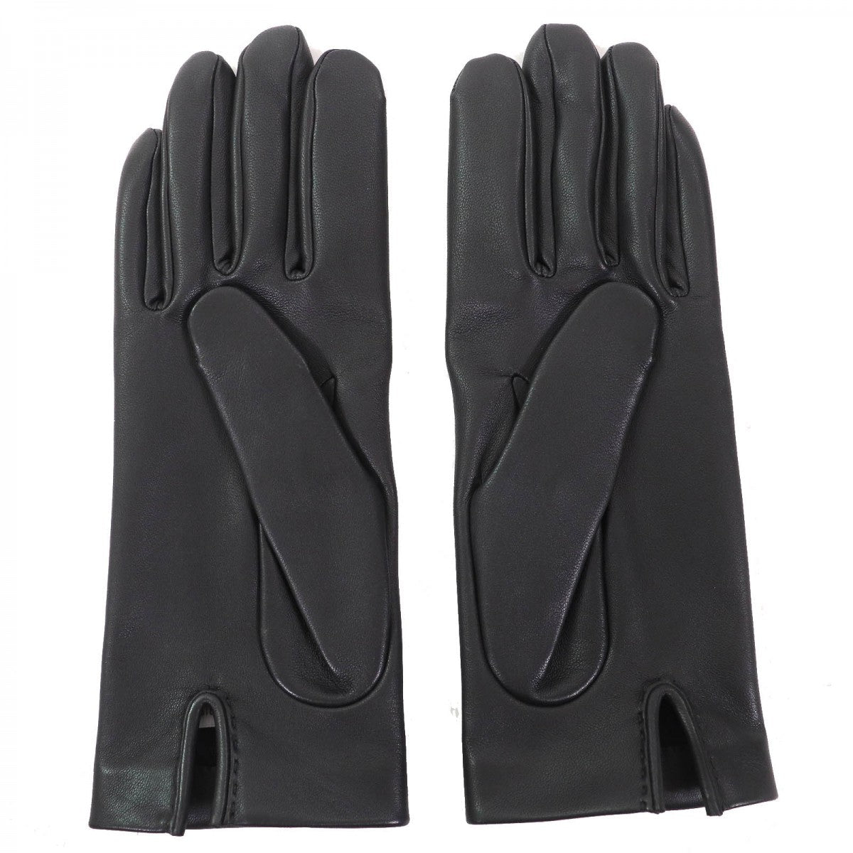 HERMES gloves lambskin black Leather Gloves Chene Dunkle 6.5