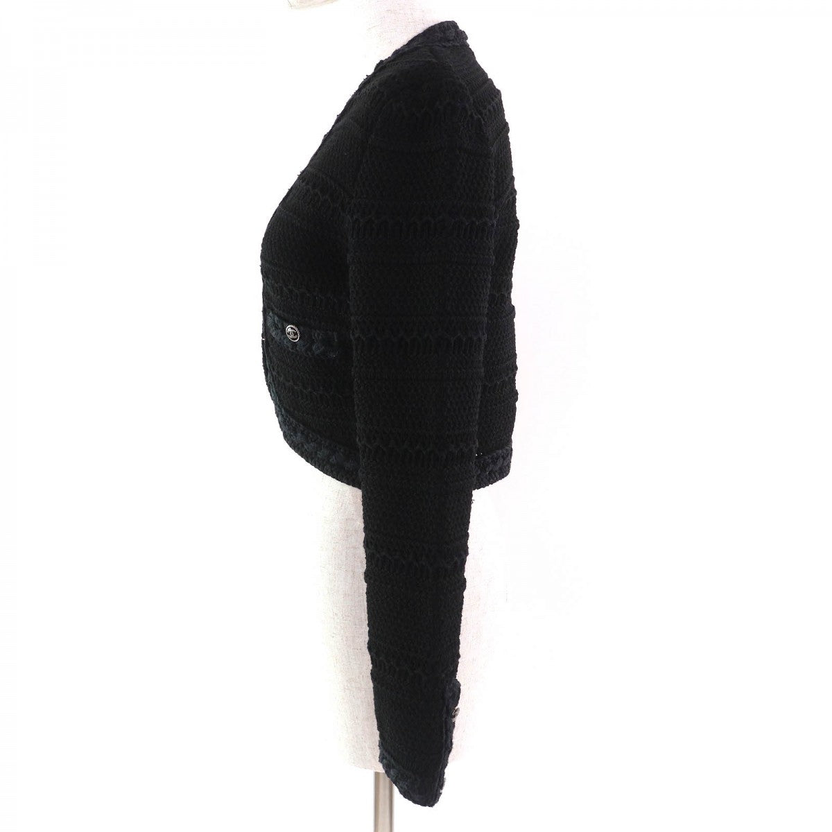 CHANEL cardigan 21P P70500 cotton black 36