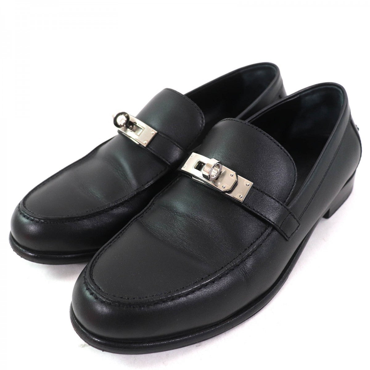 HERMES loafers leather black Desting 35.5