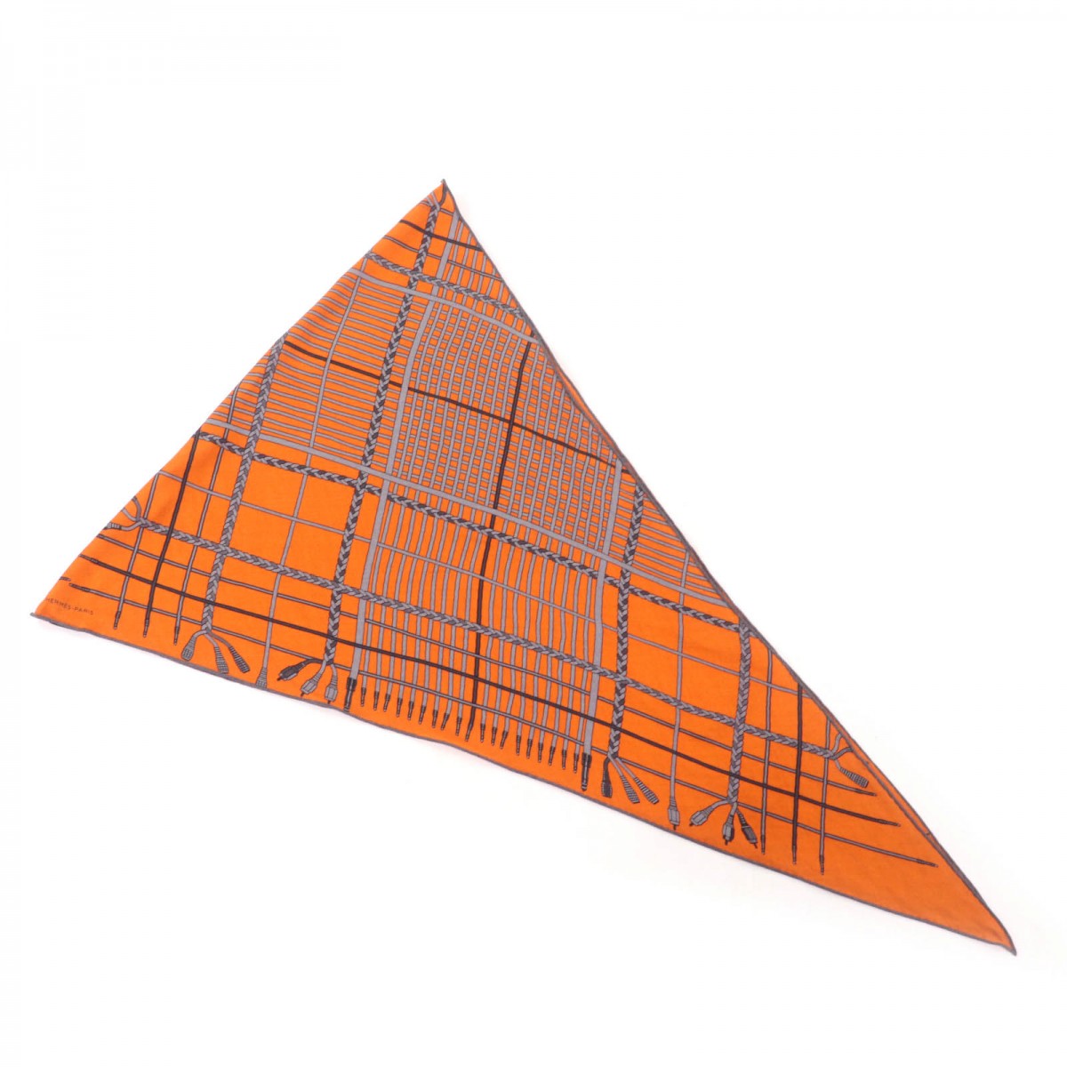 HERMES scarf cashmere Orange/Gris Clair Losange Shawl