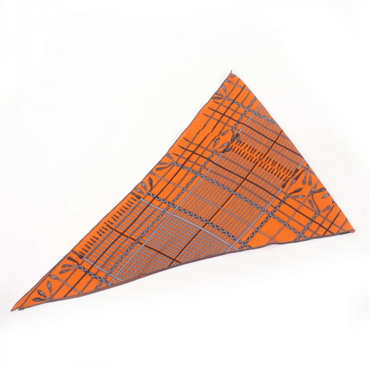 HERMES scarf cashmere Orange/Gris Clair Losange Shawl