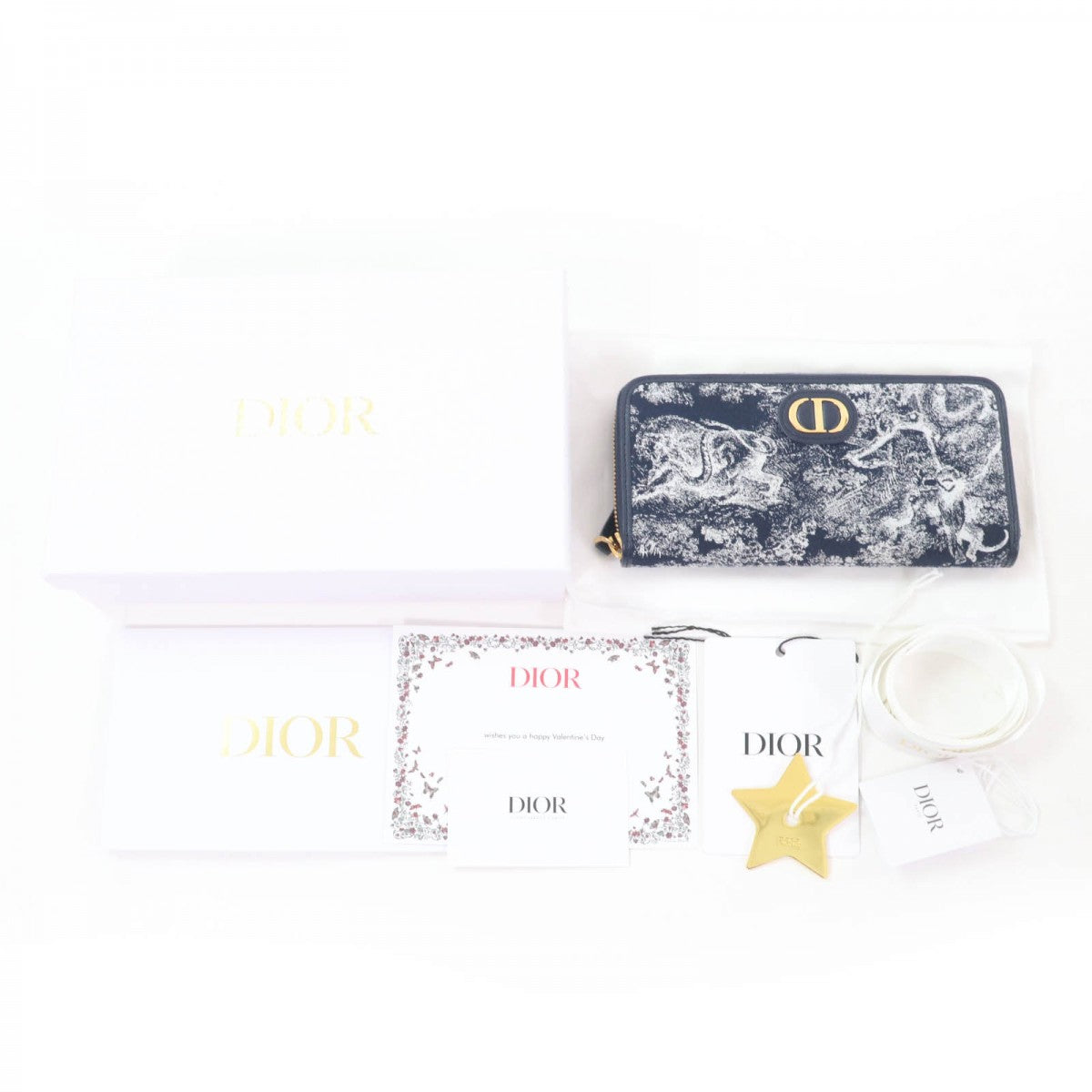 Christian Dior Long Wallet Purse S2094UNJR Calfskin Navy 30 Montaigne Voyageur Long Wallet