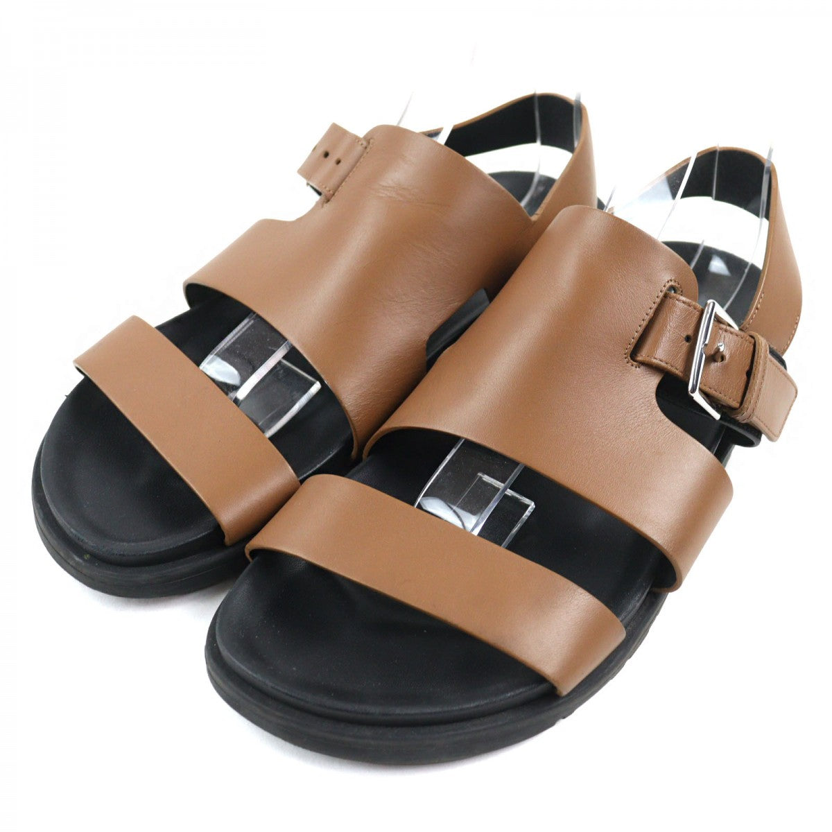 HERMES Sandals leather Brown black Korentin Sandals 42