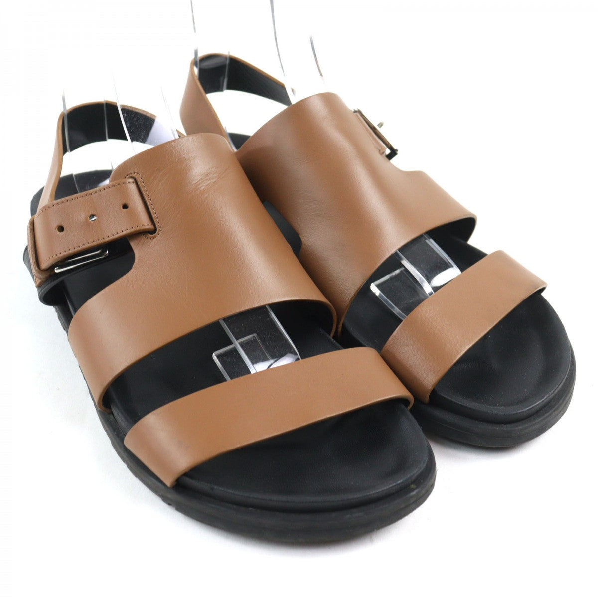 HERMES Sandals leather Brown black Korentin Sandals 42