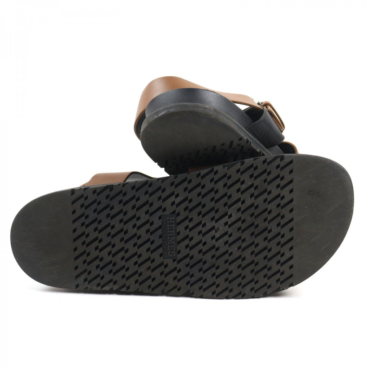 HERMES Sandals leather Brown black Korentin Sandals 42