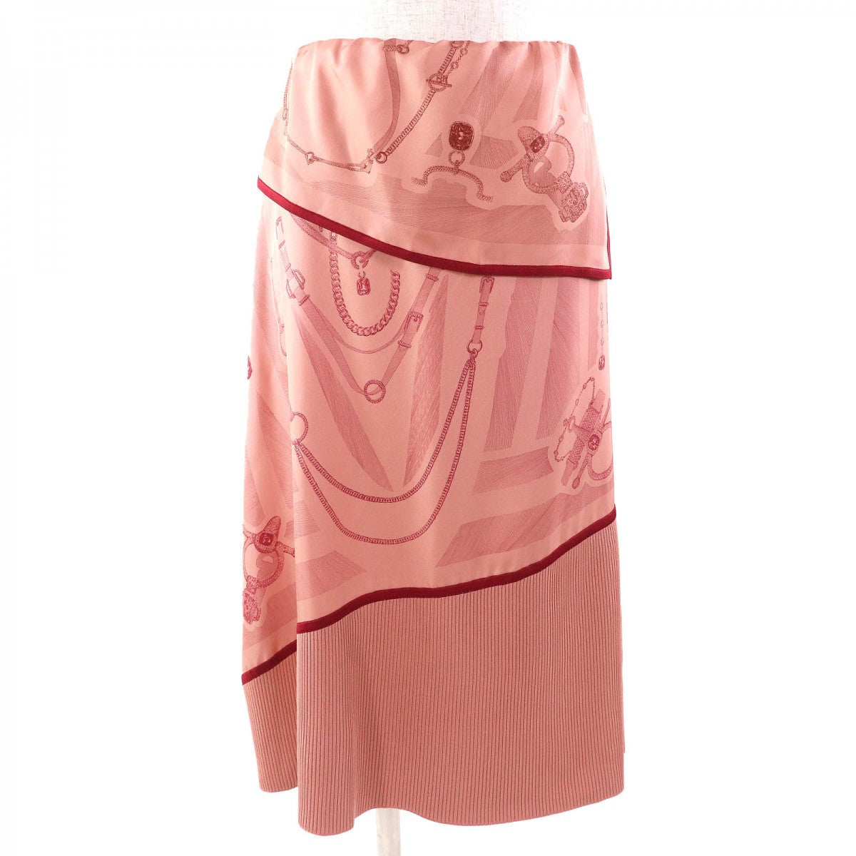 HERMES skirt 2H2830DZ silk Pink type PLANCHE D ETVDE 38
