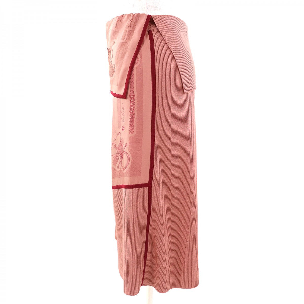 HERMES skirt 2H2830DZ silk Pink type PLANCHE D ETVDE 38