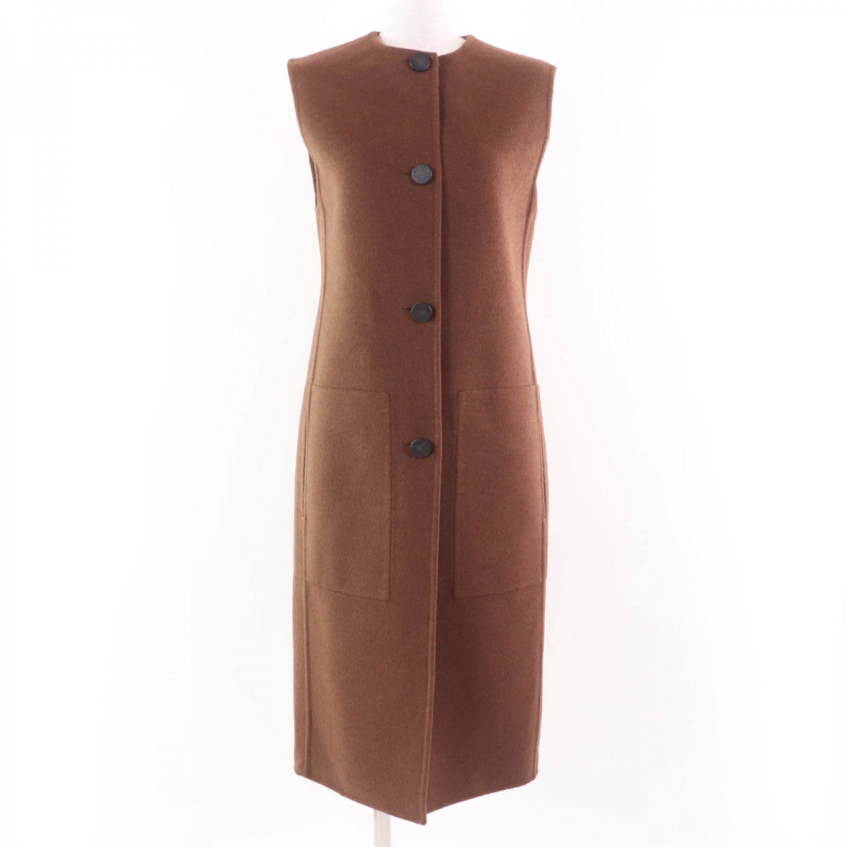 HERMES Vest 3H0198DB cashmere Brown 32
