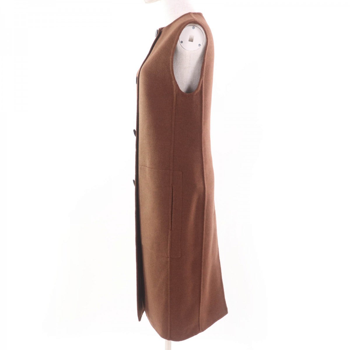 HERMES Vest 3H0198DB cashmere Brown 32