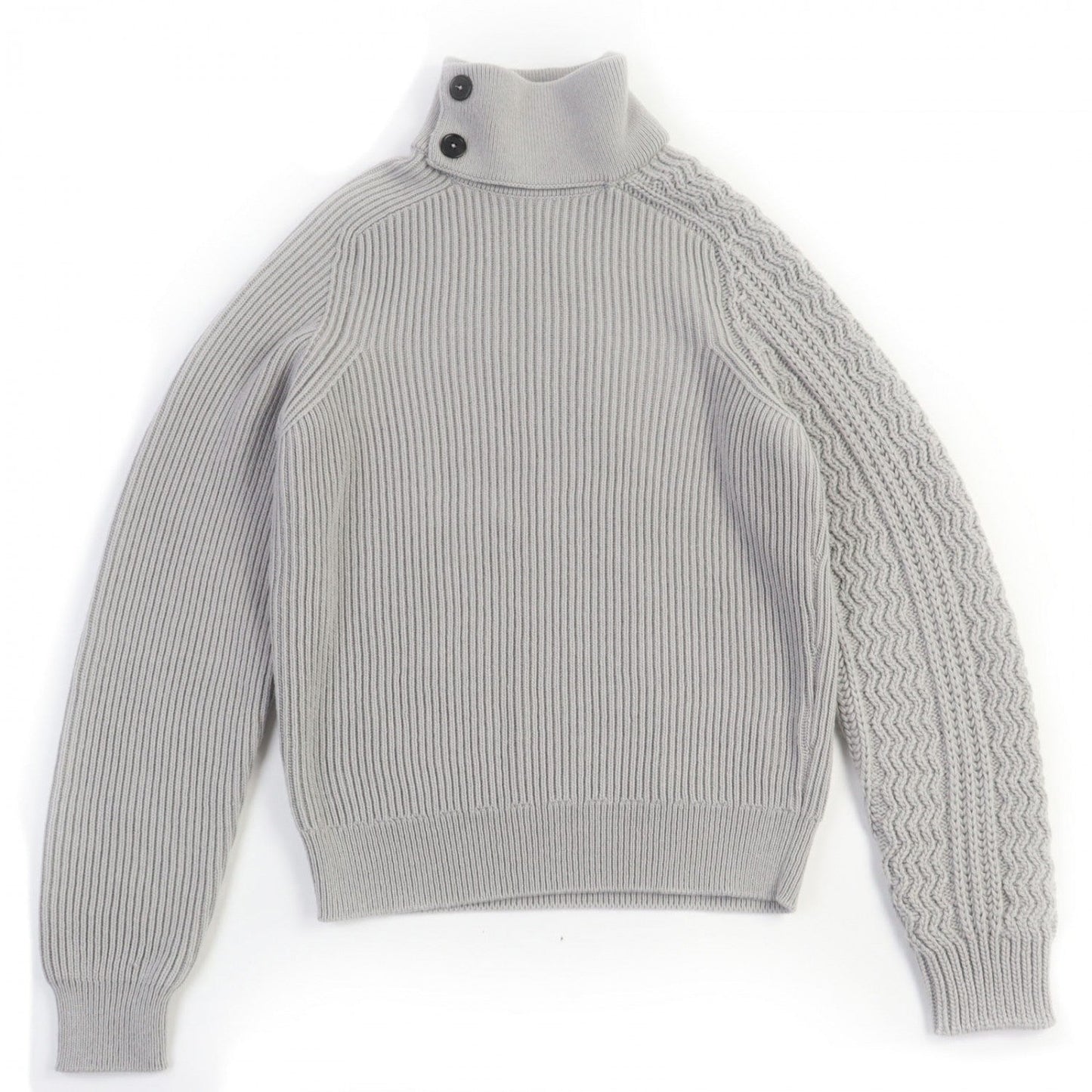 HERMES knit cashmere gray Fisherman graphique S