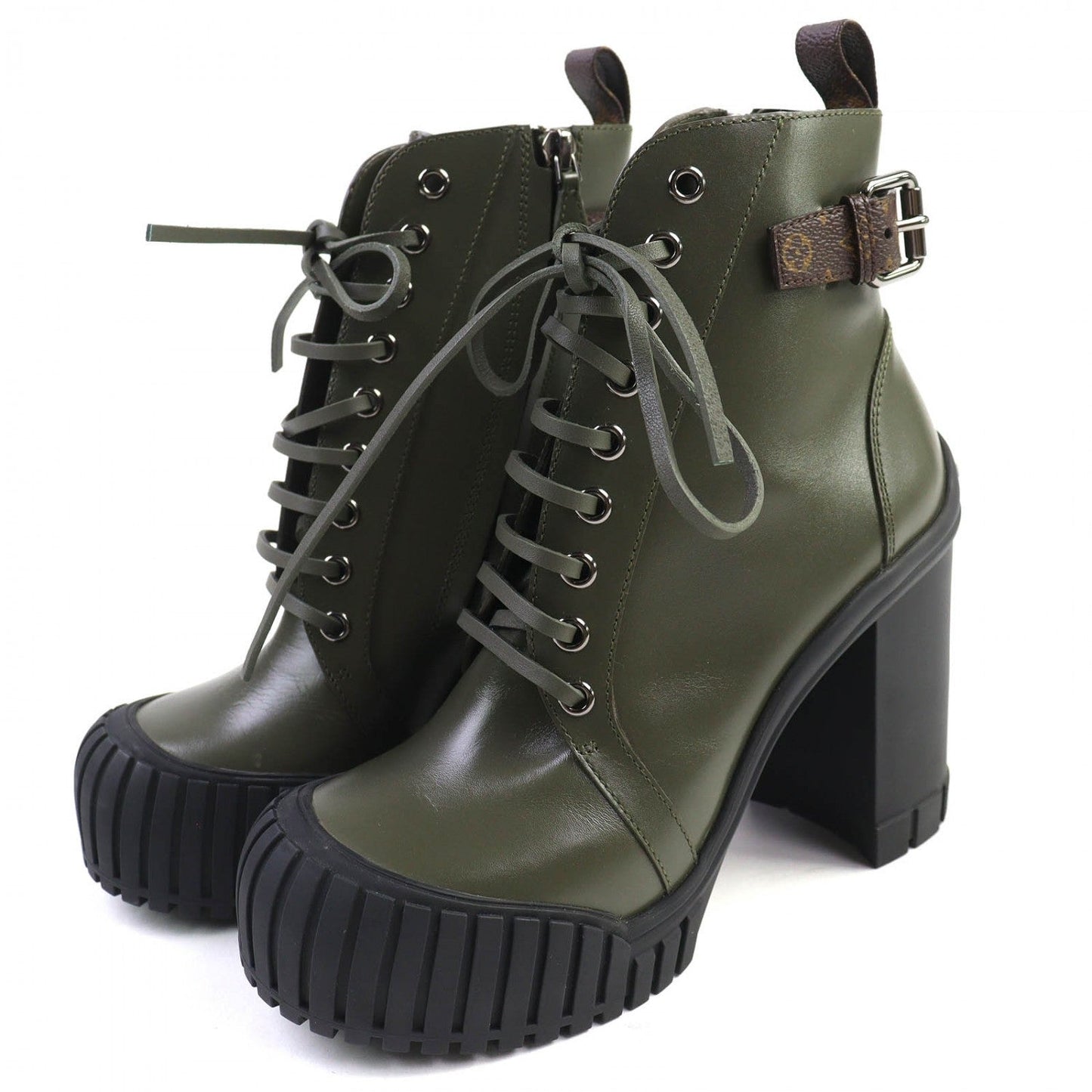 LOUIS VUITTON Ankle boots 1ADAQI leather khaki Ruby Line 37